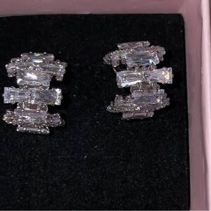 Elegant S925 sterling Silver Crystal zirconia diamond Earrings